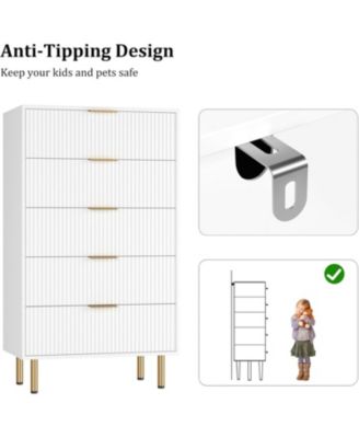 5 Drawer Dresser for Bedroom, Wooden Chest with Wide Drawers, Modern Storage Organizer for Closet, Hallway