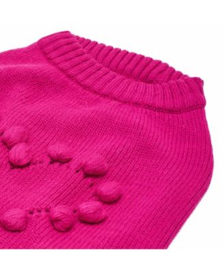 Pom-Pom Heart Dog Sweater