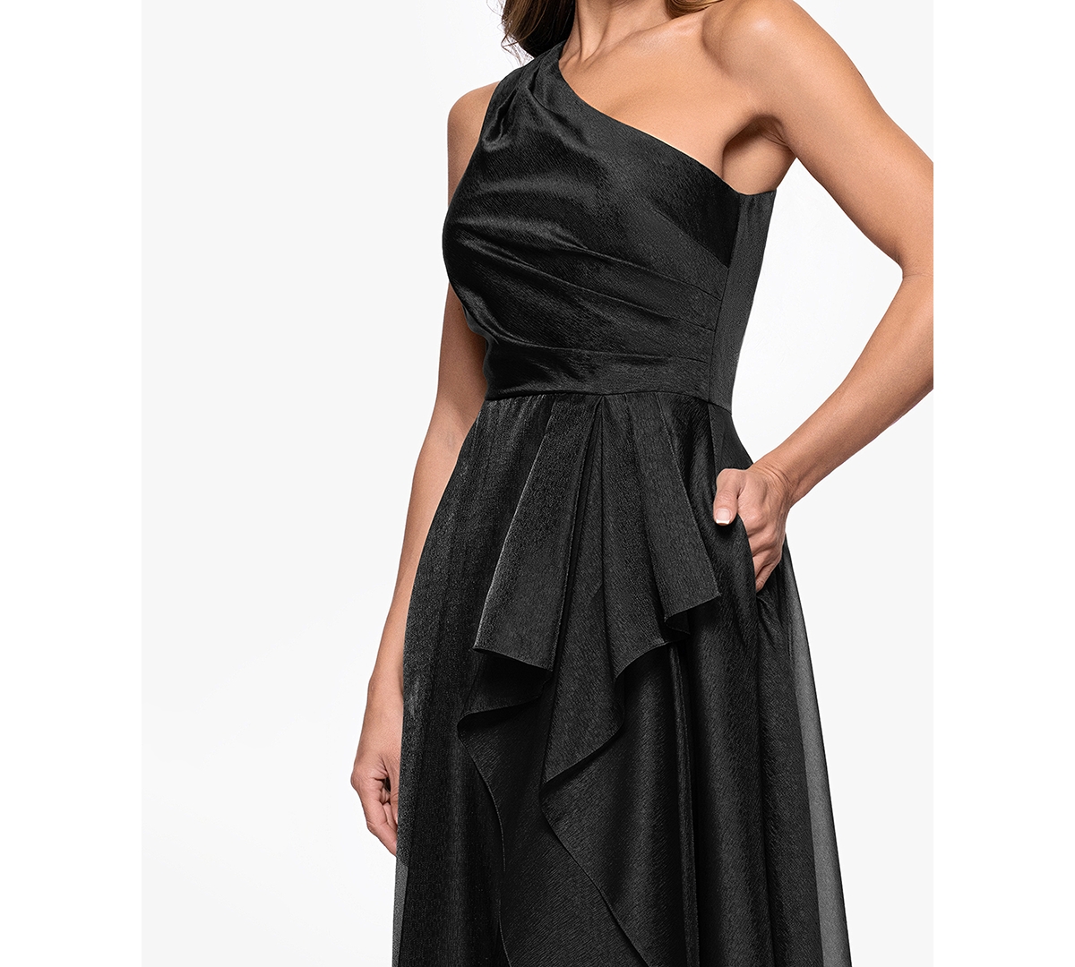 Xscape Petite One Shoulder A-Line Long Dress