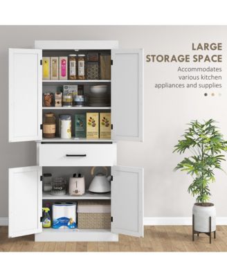 72" Tall Kitchen Pantry Storage Cabinet with Barn Doors and Drawer