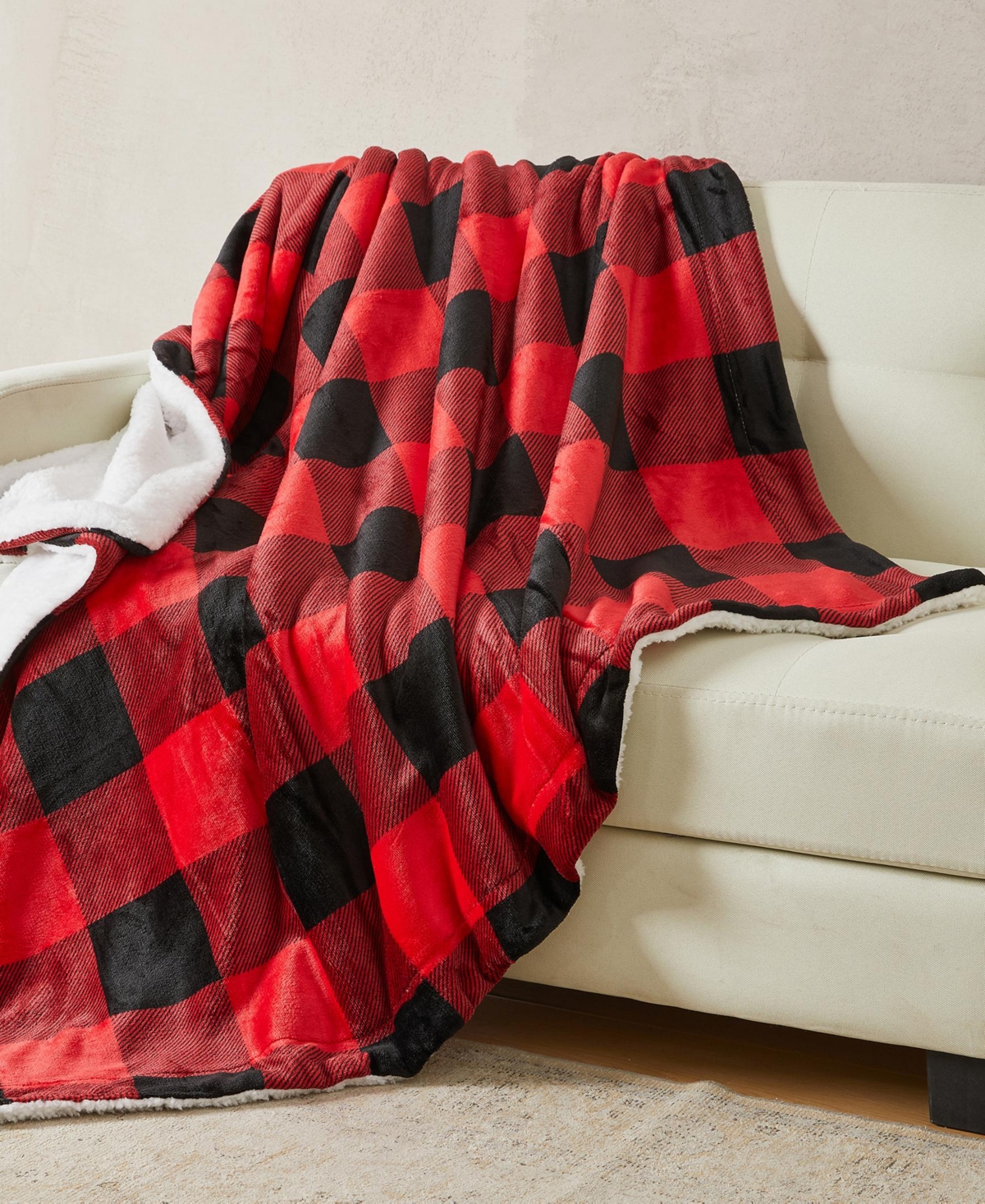 Linery & Co. Velvet Plush Reversible Sherpa Throw Blanket