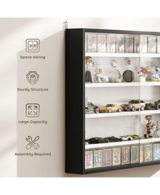 5-Tier Display Cabinet Glass Cabinet with 4 Adjustable Shelves,