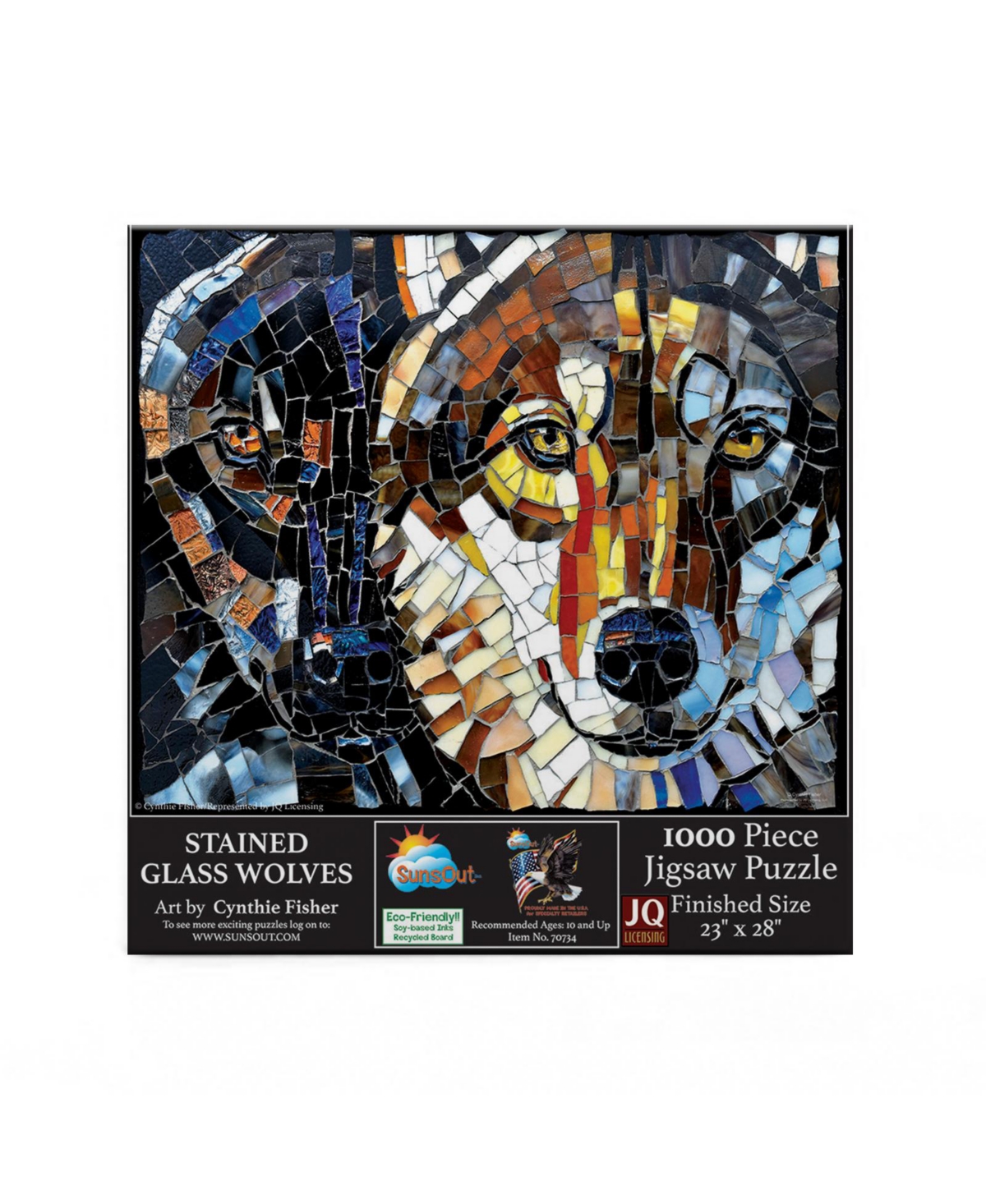 SunsOut Stained Glass Wolves 1000 piece Jigsaw Puzzle for Adults