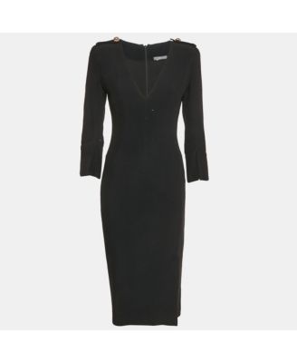 Women's Crepe V-Neck Midi Dress