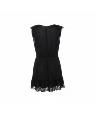 Women's Knit Lace Trim Detail Mini Dress