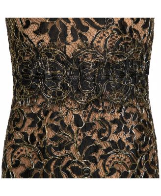 Black & Gold Lace Sleeveless Mini Dress