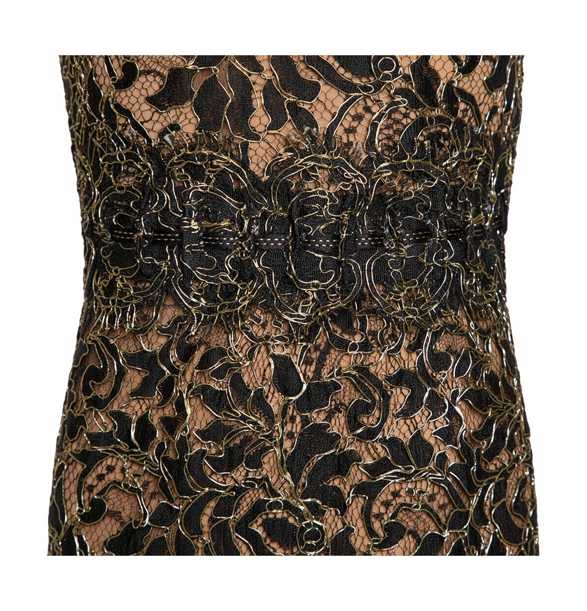Pre-Owned Balenciaga Black & Gold Lace Sleeveless Mini Dress