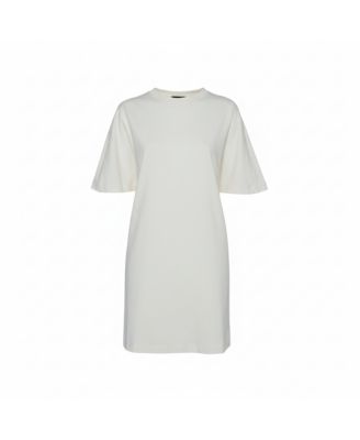 Off White Cotton Knit Oversized T-Shirt Dress