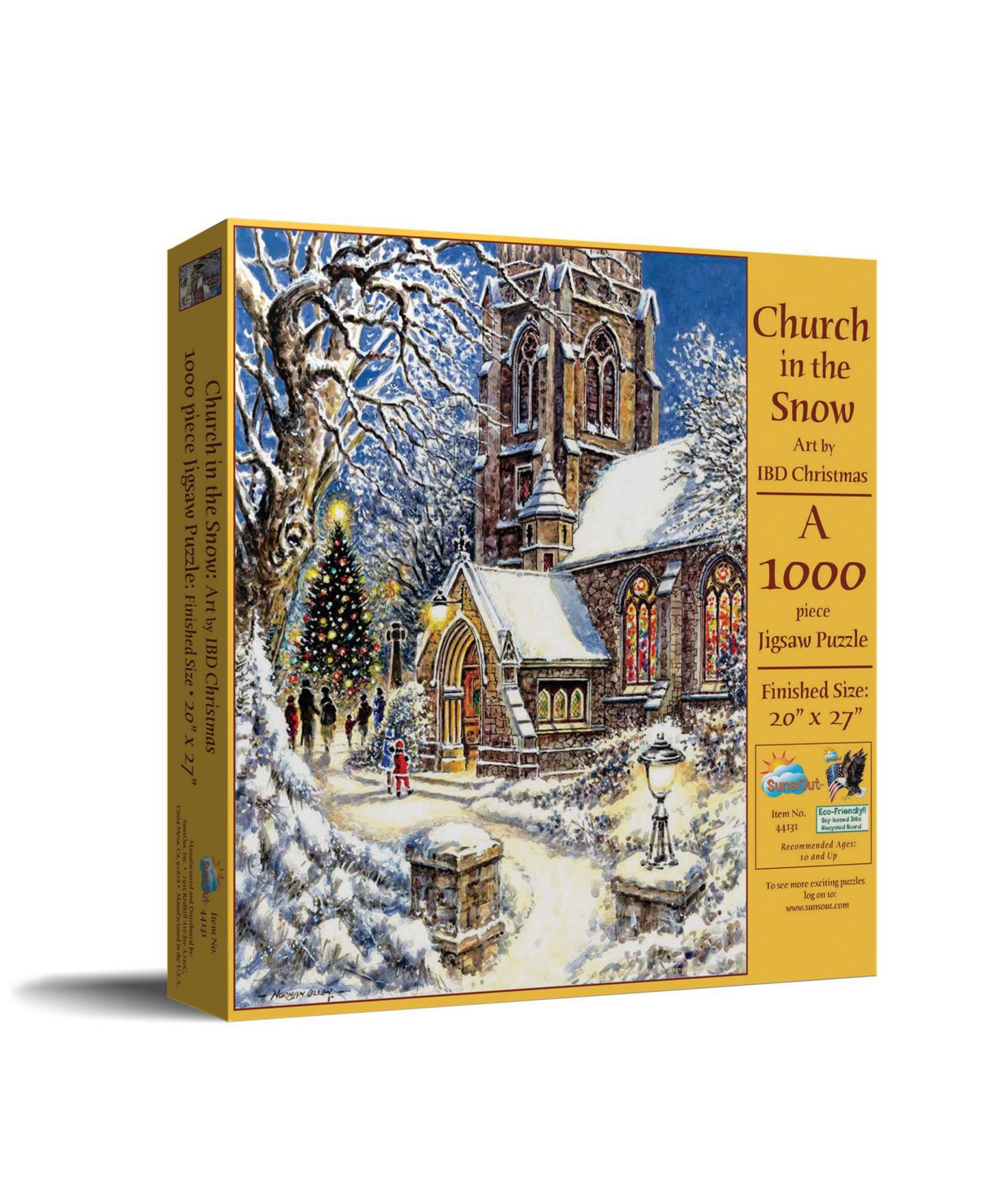 Детский пазл SunsOut Church In The Snow Interlocking Christmas Adult 1000-Piece Jigsaw Puzzle, Ages 10+ — фото 1
