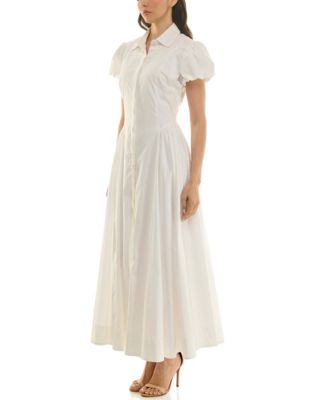 Women's Puff-Sleeve Collar Neck Shirt Dress