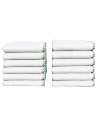 Quick-Dry Cotton Decorative Border 12 Pack Washcloth Set