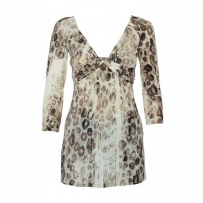 Women's Animal Printed Knit Drape Detail Tunic