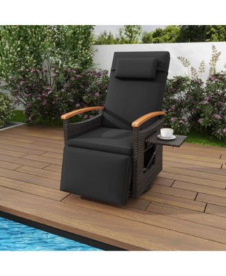 Outdoor 360° Swivel Rattan Recliner Chair Patio Wicker Chaise Lounge Chair