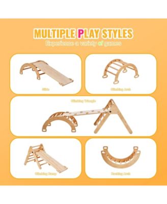 Pikler Triangle 5-in-1 Wooden Toddler Climbing Set Indoor Gym