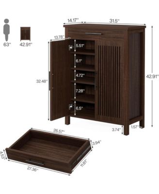 Shoe Storage Cabinet with Doors and Top Drawer