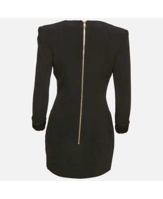 Women's Black Crepe Double Breasted Mini Dress