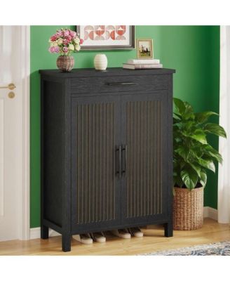 Slim Shoe Rack with Doors for Small Entryways