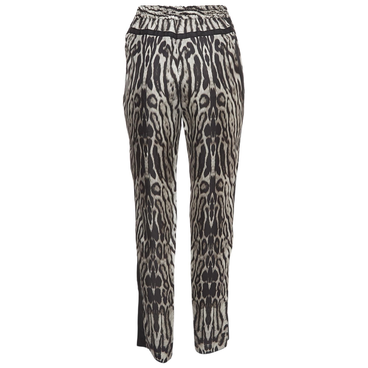 Pre-Owned Roberto Cavalli Women's Leopard Print Silk Drawstring Trousers