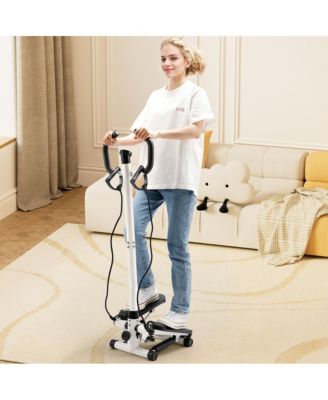 Stepper Machine with Handles & Resistance Cords for Low-Impact Full Body Cardio, Features LCD Display