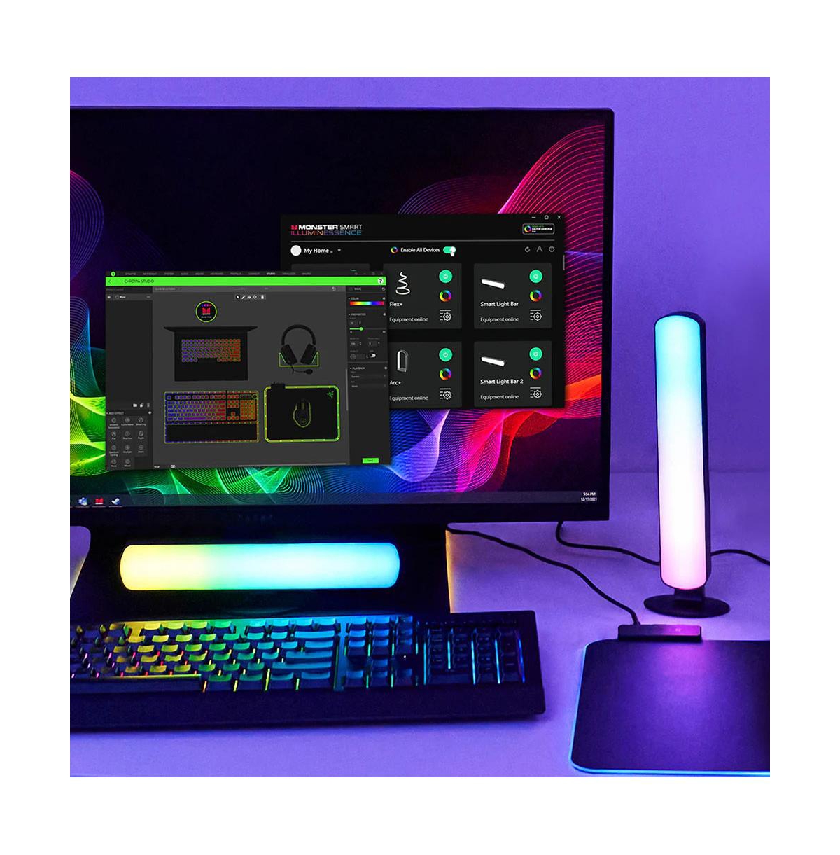 Monster Rgb+Ic Color Flow Smart Light Bar Pair – 2 Pack