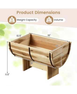 Outdoor Wooden Planter Solid Acacia Wood Half-Barrel Planter Box with Legs