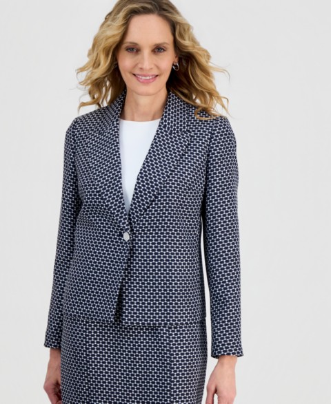 Женские Kasper Women's Jacquard Peak-Lapel Blazer, Regular & Petite