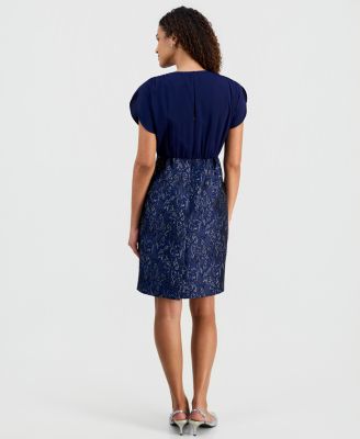 Women's Mixed-Media Jacquard Sheath Dress
