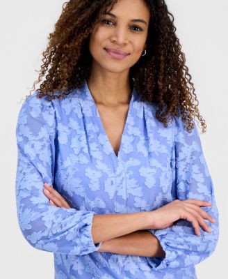 Women's Burnout Floral 3/4-Sleeve Top