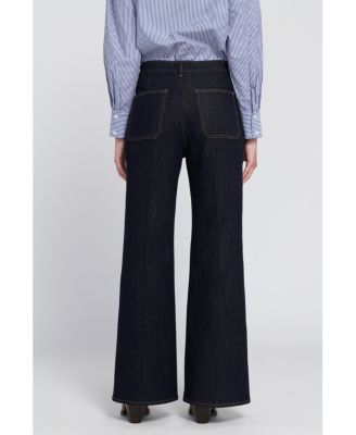 Women's Patch Pocket Wide Leg Jean Wide-Leg Pants