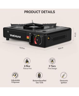 Portable Dual-Fuel Butane/LPG Camp Stove with Electronic Ignition & Adjustable Flame Control