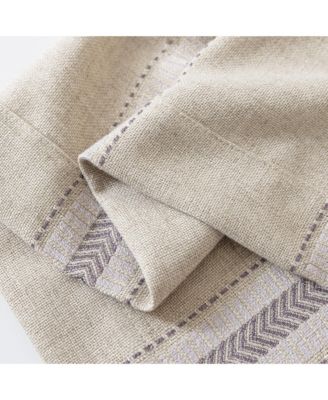 Linen Blend Geometric Striped Room Darkening Curtains Pair