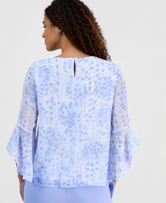 Petite Crewneck Ruffle Sleeve Blouse