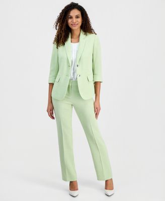 Women's Stretch Crepe Two-Button Notch-Collar Jacket With Cuffed Sleeves