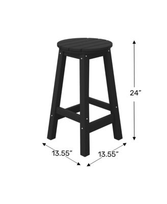 24" HDPE Outdoor Patio Round Counter Height  Stool Set of 3