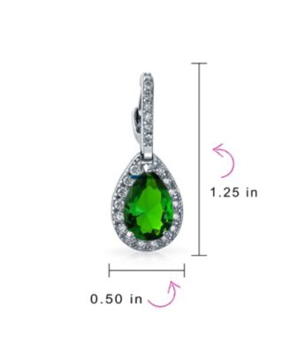 Set of 2 CZ Halo Cubic Zirconia  Cubic Zirconia Dangling Drop Teardrop Earrings