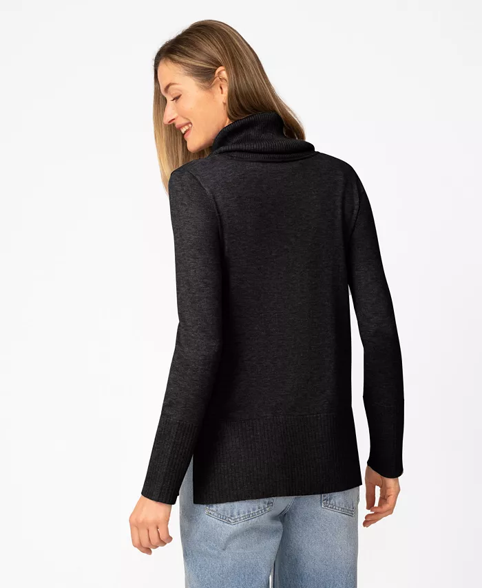 Women's Rib Cowl Neck Tunic Sweater - thumbnail 5