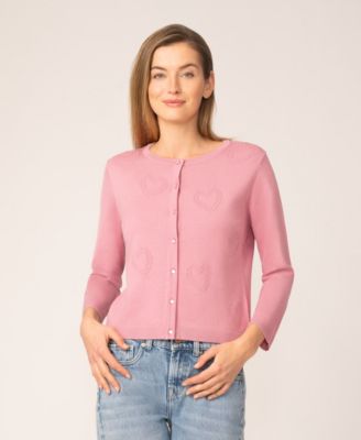 Women's Heart Stitch Button Cardigan Sweater