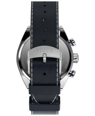 Men's Quartz Analog Blue Leather Watch, 42mm