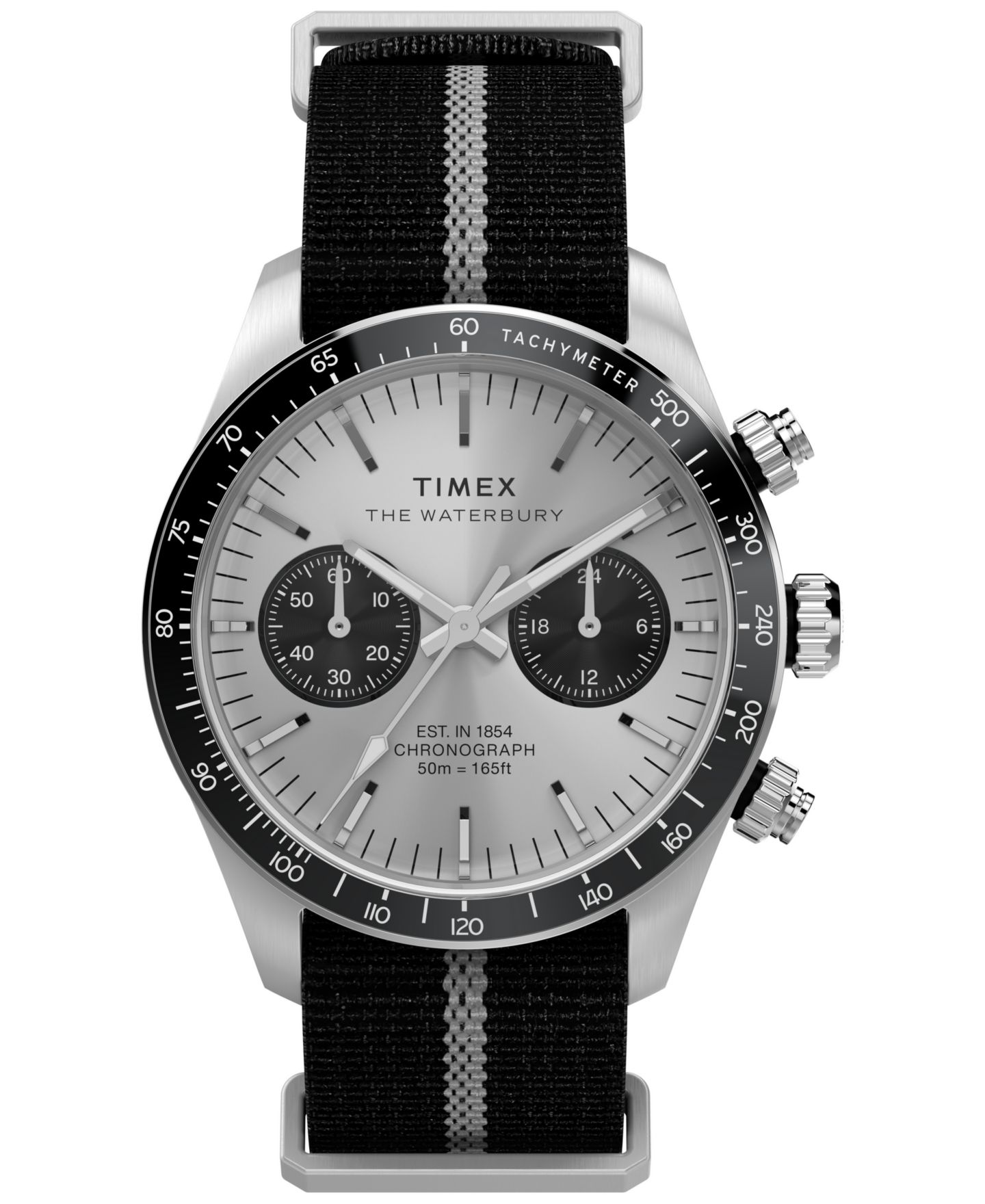 Мужские часы Timex Chronograph Black Fabric Watch, 39mm — фото 1