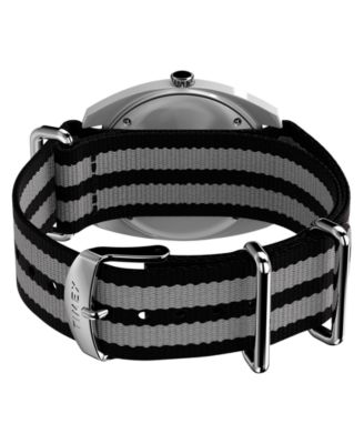 Men's Quartz Analog Black Fabric Watch, 37mm