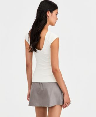 Women's Shelf-Bra Cap-Sleeve Top