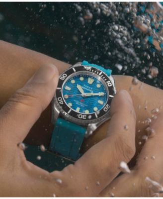 Unisex Quartz Analog Blue HNBR Rubber Watch, 38mm