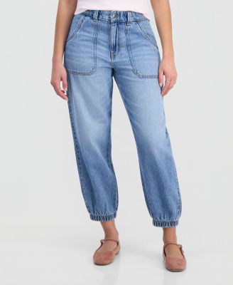 Juniors' High Rise Denim Joggers