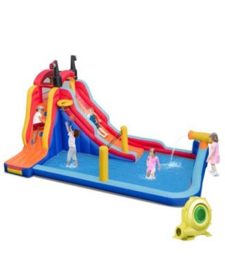 5-in-1 Inflatable Water Slide Bounce House with Dual Slides, Splash Pool, and 735W Blower
