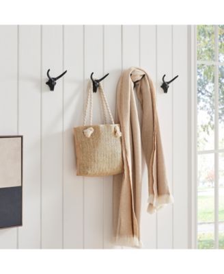 4 Piece Goat Head with Horns Decorative Wall Hook Set