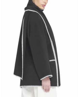 Women's Coat With Detachable Scarf Shirt Jacket