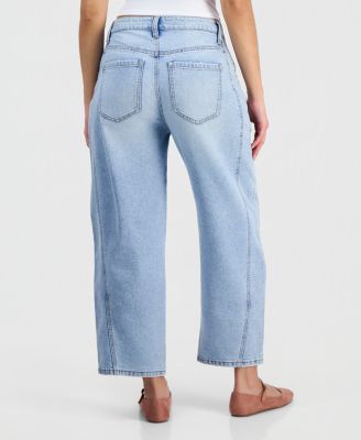 Juniors' High Rise Barrel-Leg Jeans