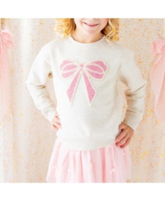Toddler Girls Pearl Bow Patch Sweatshirt
