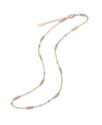 14K Gold Plated with Multi Color Beads Necklace