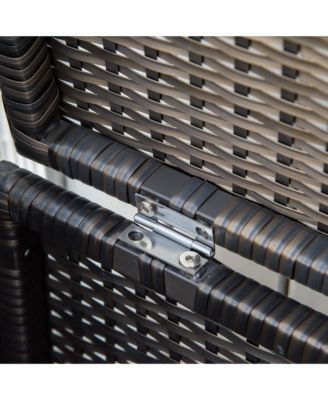 29 Gallon Outdoor Patio Wicker Storage Bench w/ Cushion